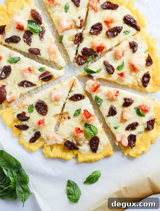 Lobster Polenta Pizza with Sun Dried Cherry Tomatoes I howsweeteats.com