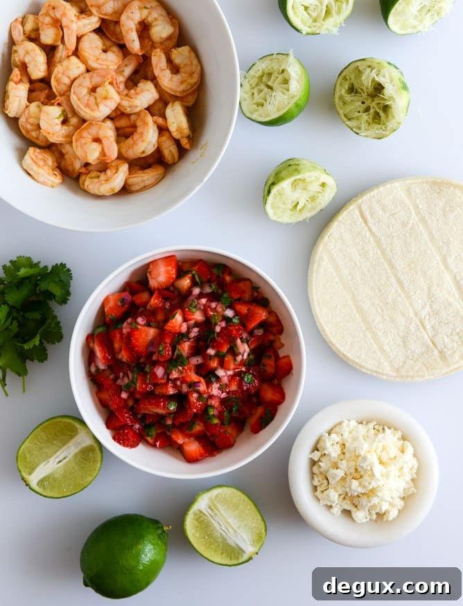 Chipotle Lime Shrimp Tacos with Strawberry Salsa I howsweeteats.com