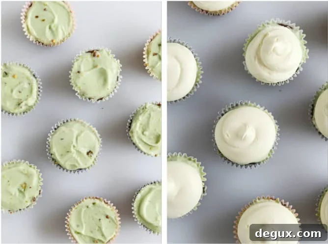 Pistachio Hot Fudge Cupcakes Recipe: Decadent Chocolate Pistachio Cupcakes 4 pistachio ice cream hot fudge cupcakes I howsweeteats.com