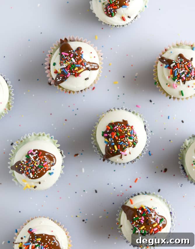 Pistachio Hot Fudge Cupcakes Recipe: Decadent Chocolate Pistachio Cupcakes 6 pistachio ice cream hot fudge cupcakes I howsweeteats.com