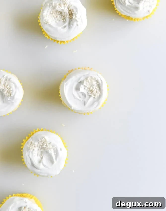 Fluffy Lemon Cupcakes with Whipped Coconut Cream I howsweeteats.com