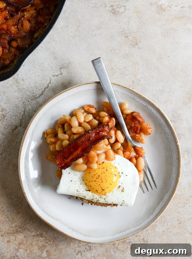 Skillet Baked White Beans. (on toast!) I howsweeteats.com