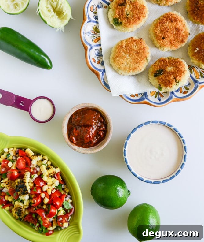 Roasted Poblano Risotto Cakes with Grilled Corn Salsa 4 Mini Roasted Poblano Risotto Cakes with Grilled Corn Salsa