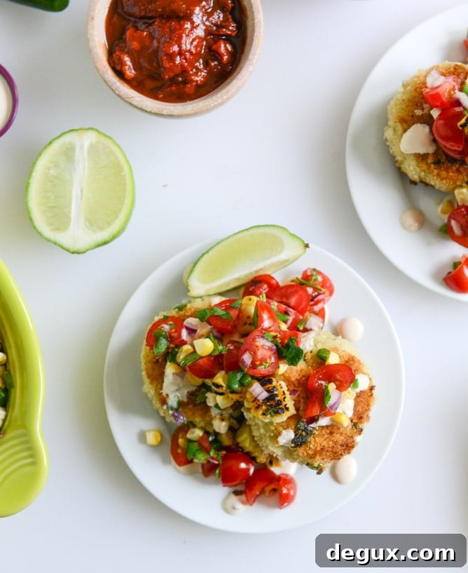 Roasted Poblano Risotto Cakes with Grilled Corn Salsa 6 Mini Roasted Poblano Risotto Cakes with Grilled Corn Salsa