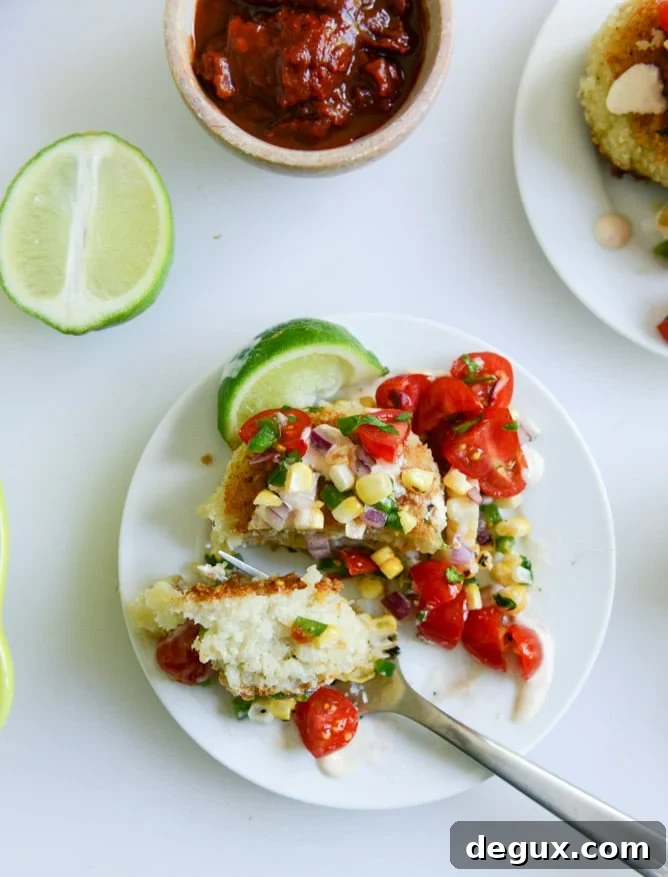 Roasted Poblano Risotto Cakes with Grilled Corn Salsa 8 Mini Roasted Poblano Risotto Cakes with Grilled Corn Salsa