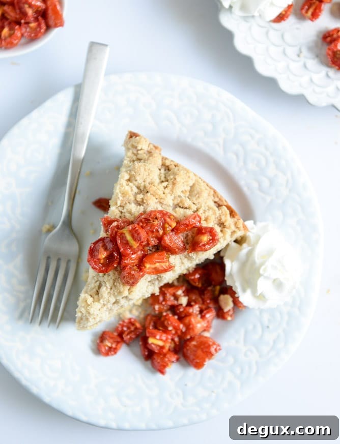 Vanilla Cornmeal Crumb Cake with Candied Cherry Tomatoes Recipe 2 vanilla cornmeal cake with candied cherry tomatoes I howsweeteats.com