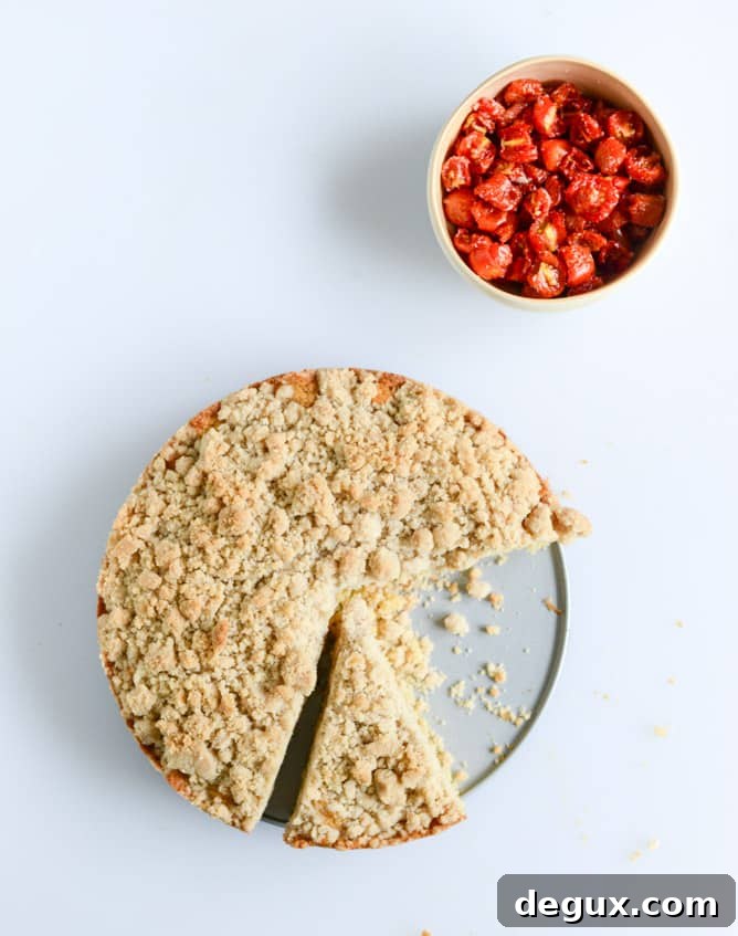 Vanilla Cornmeal Crumb Cake with Candied Cherry Tomatoes Recipe 3 vanilla cornmeal cake with candied cherry tomatoes I howsweeteats.com