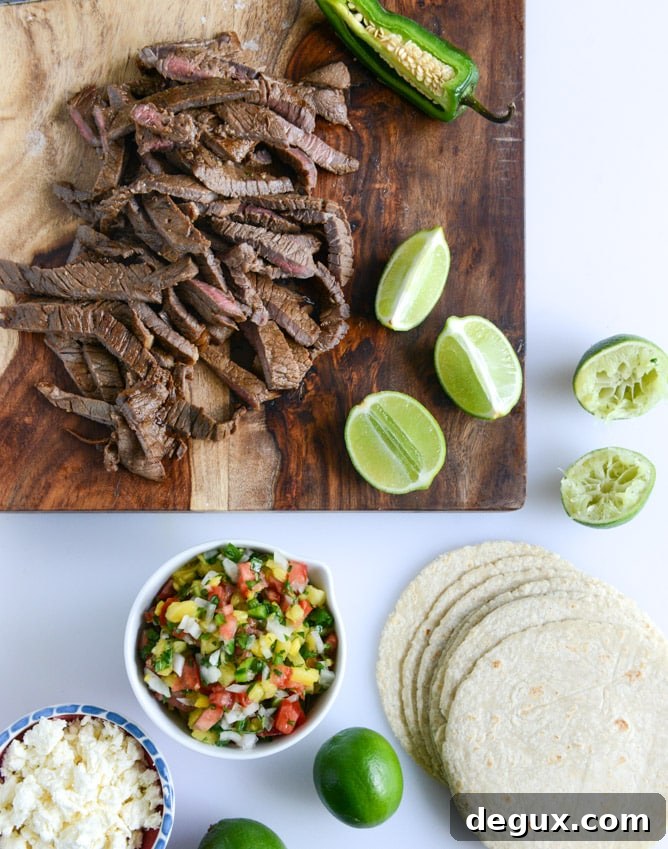 ginger garlic steak tacos with pineapple pico I howsweeteats.com