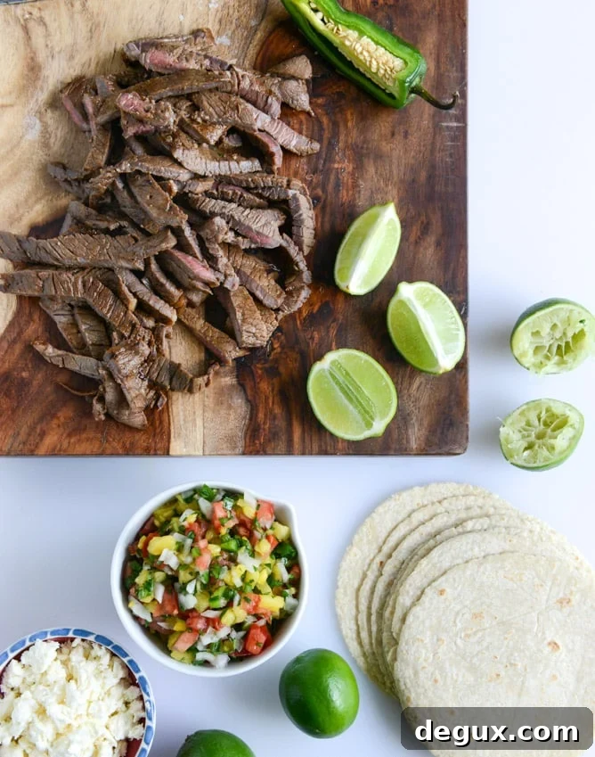 ginger garlic steak tacos with pineapple pico I howsweeteats.com
