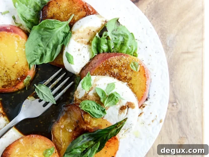 caramelized peach caprese with smoked sea salt I howsweeteats.com