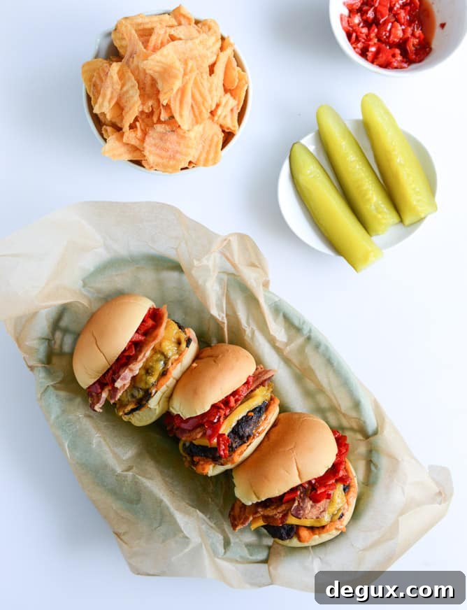 Smoky Sweet Cherry Pepper Cheeseburgers - close up of toppings