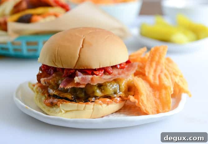 smoky sweet cherry pepper cheeseburgers - final burger