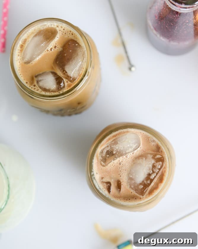 my favorite cold brew coffee with homemade vanilla bean, blackberry, almond and cinnamon-brown sugar syrups I howsweeteats.com