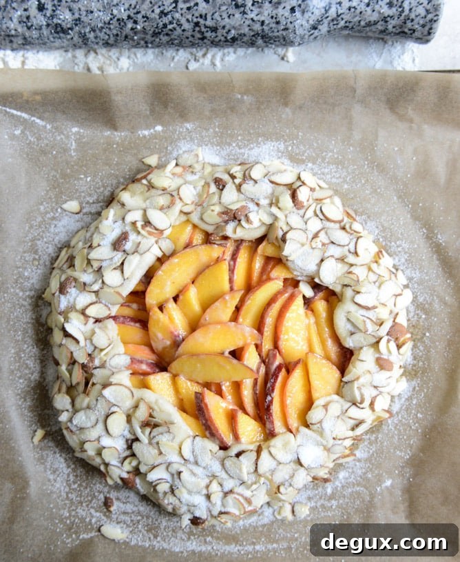 ginger peach galette with almond crust I howsweeteats.com