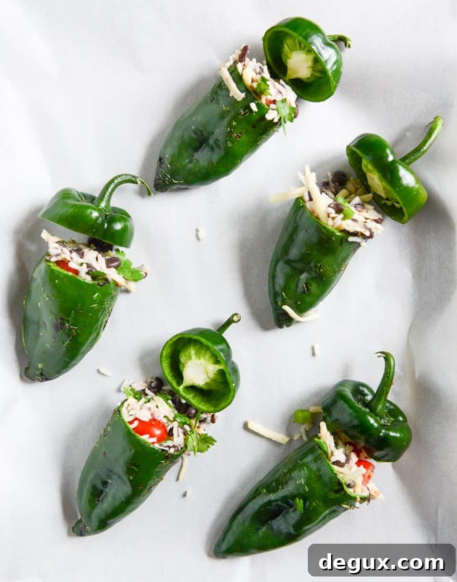 Cheesy Stuffed Poblanos with Melted Cheese Filling 4 cheese smothered stuffed poblanos I howsweeteats.com
