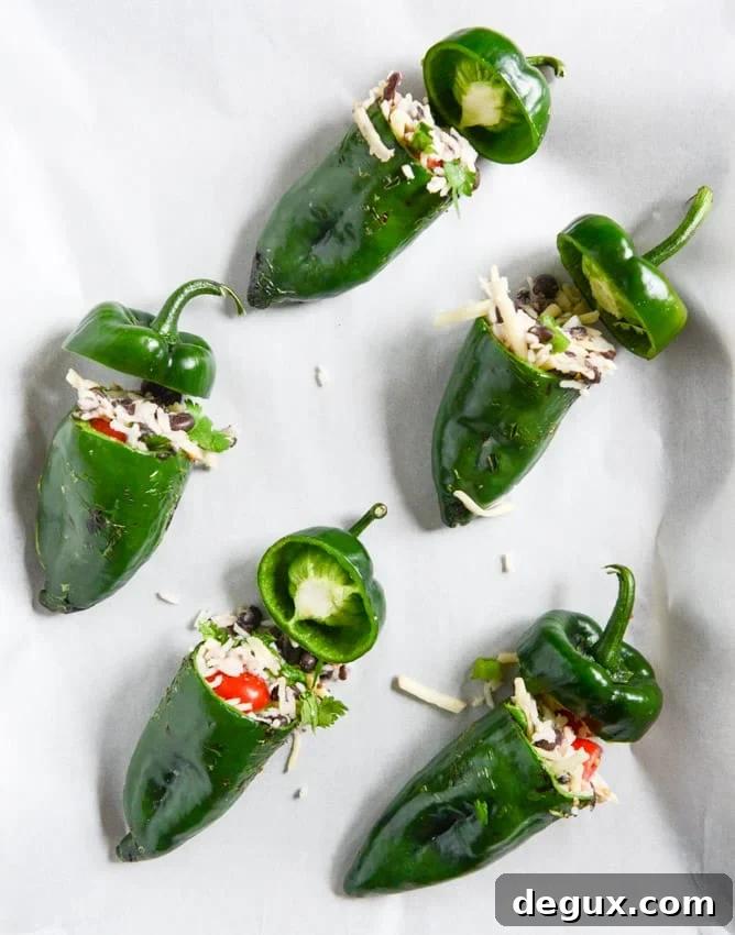 cheese smothered stuffed poblanos I howsweeteats.com