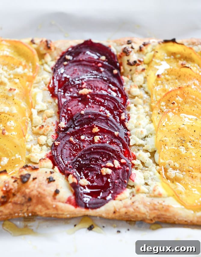 beet, goat cheese & honey tart