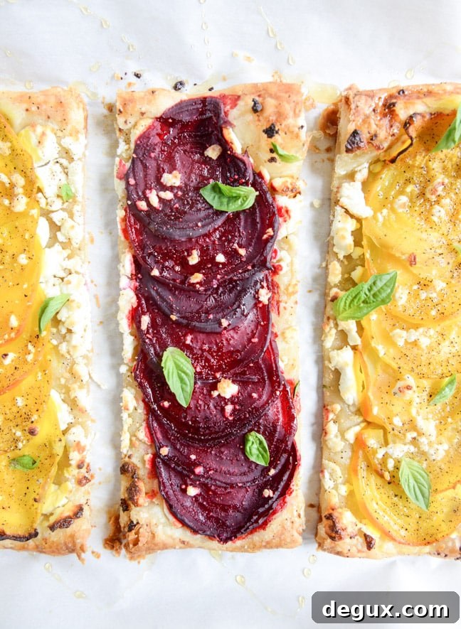 beet, goat cheese & honey tart