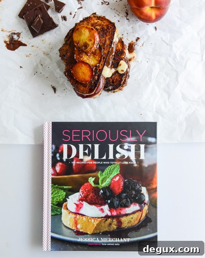 caramelized peach, mascarpone + chocolate grilled cheese I howsweeteats.com