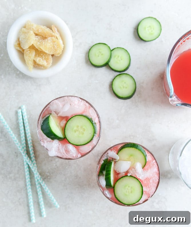 Sparkling Watermelon Ginger Mocktail Recipe 5 watermelon ginger sparklers I howsweeteats.com