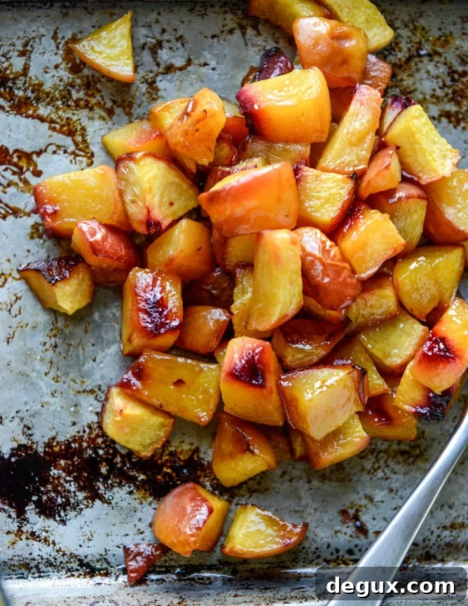 vanilla yeasted waffles with roasted peach maple syrup I howsweeteats.com