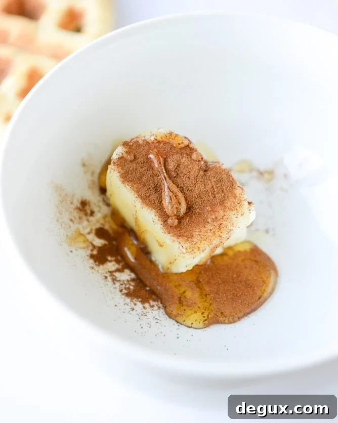 vanilla yeasted waffles with roasted peach maple syrup I howsweeteats.com