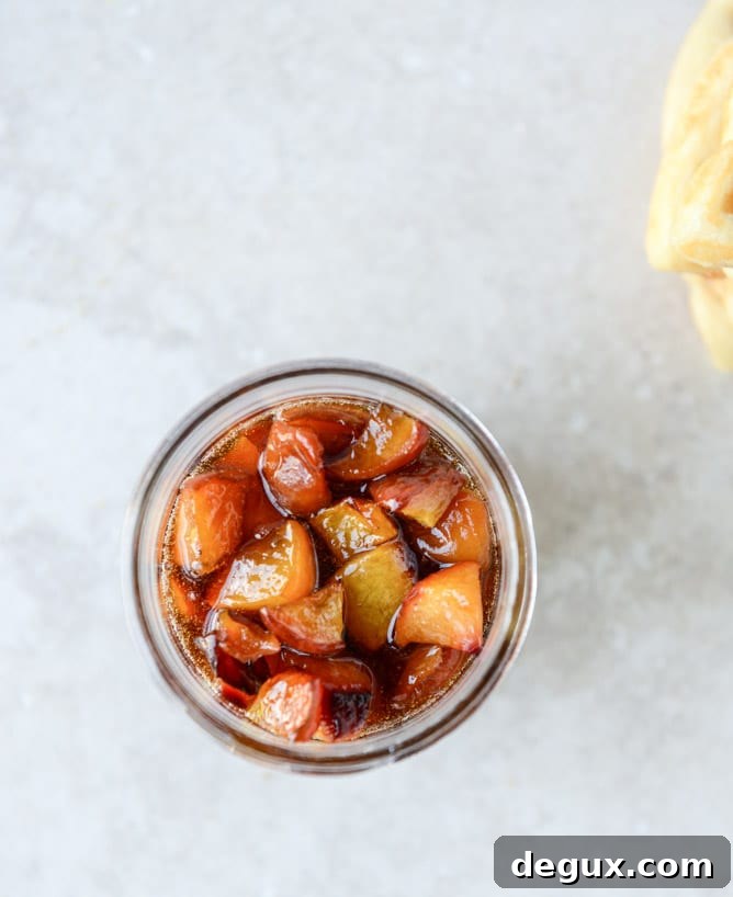 vanilla yeasted waffles with roasted peach maple syrup I howsweeteats.com