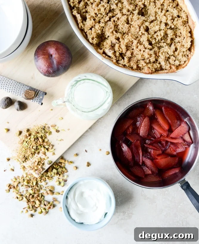 baked breakfast quinoa with plums and pistachios I howsweeteats.com