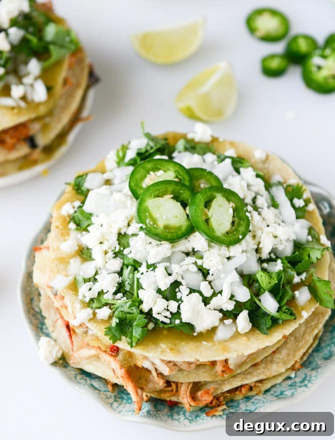 Chipotle Roasted Chicken Taco Stacks with Smoky Salsa 5 roasted chipotle chicken taco stacks I howsweeteats.com