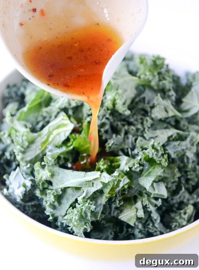 Chili-Garlic Shredded Kale Salad with Crispy Fried Chicken 5 chili garlic kale salad with fried chicken