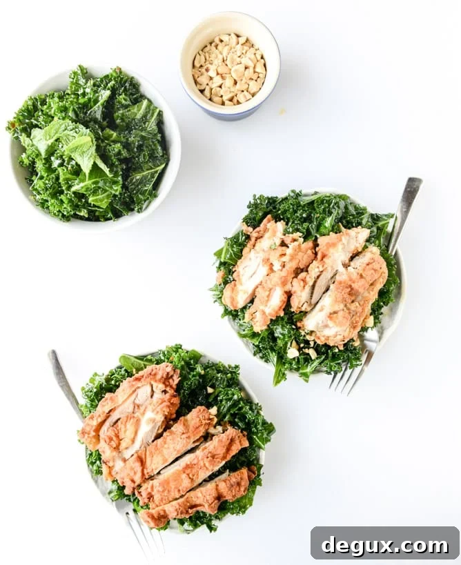 Chili-Garlic Shredded Kale Salad with Crispy Fried Chicken 9 chili garlic kale salad with fried chicken