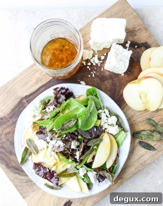 honeycrisp salad with crispy sage and maple vinaigrette I howsweeteats.com