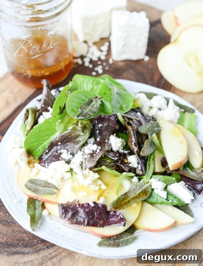 honeycrisp salad with crispy sage and maple vinaigrette I howsweeteats.com