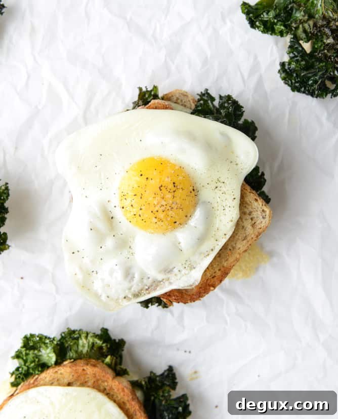 crispy kale grilled cheese with fried eggs I howsweeteats.com