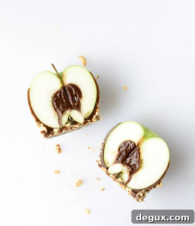 Caramel Apples Stuffed with Chocolate Peanut Butter Fudge 9 chocolate peanut butter fudge stuffed caramel apples I howsweeteats.com