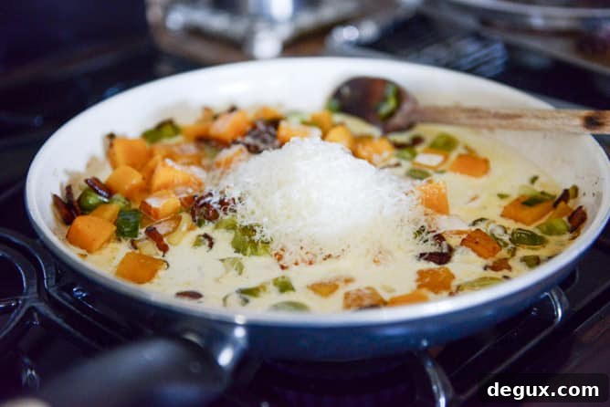 creamy butternut, bacon and leek pappardelle I howsweeteats.com