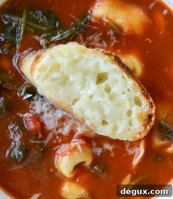 white bean tortellini soup with broiled havarti toasts I howsweeteats.com