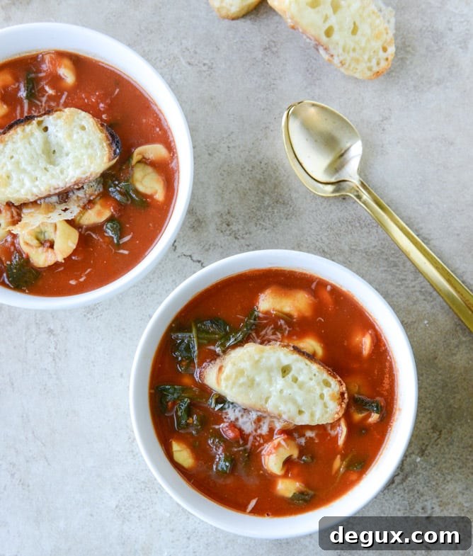 white bean tortellini soup with broiled havarti toasts I howsweeteats.com