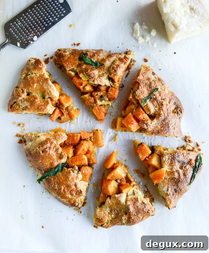 Parmesan and Sage Crusted Butternut Squash Galette 2 parmesan crusted butternut galette with fried sage I howsweeteats.com