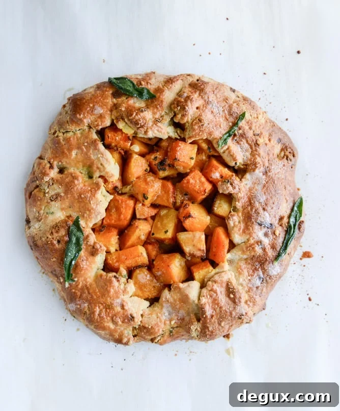Parmesan and Sage Crusted Butternut Squash Galette Recipe 4 parmesan crusted butternut galette with fried sage I howsweeteats.com