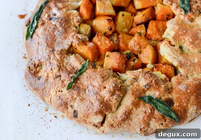 Parmesan and Sage Crusted Butternut Squash Galette Recipe 5 parmesan crusted butternut galette with fried sage I howsweeteats.com
