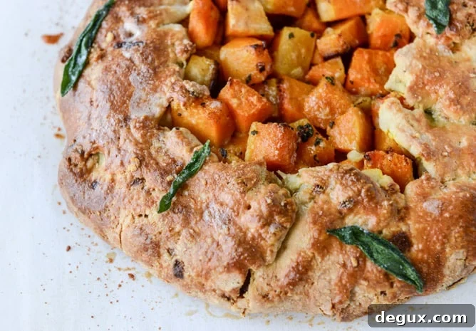 Parmesan and Sage Crusted Butternut Squash Galette 5 parmesan crusted butternut galette with fried sage I howsweeteats.com