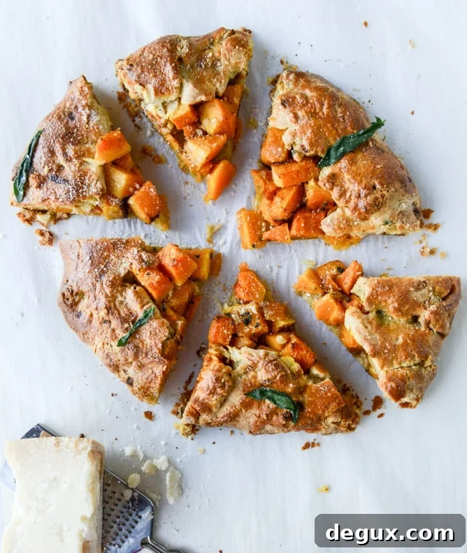 Parmesan and Sage Crusted Butternut Squash Galette 6 parmesan crusted butternut galette with fried sage I howsweeteats.com