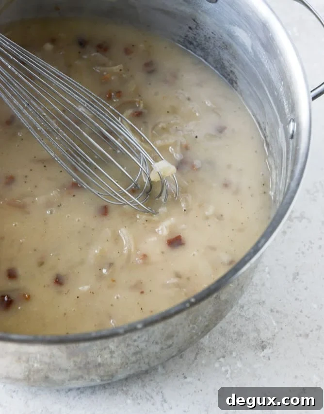 Caramelized Shallot and Bacon Gravy Recipe 7 how to make caramelized shallot bacon gravy I howsweeteats.com