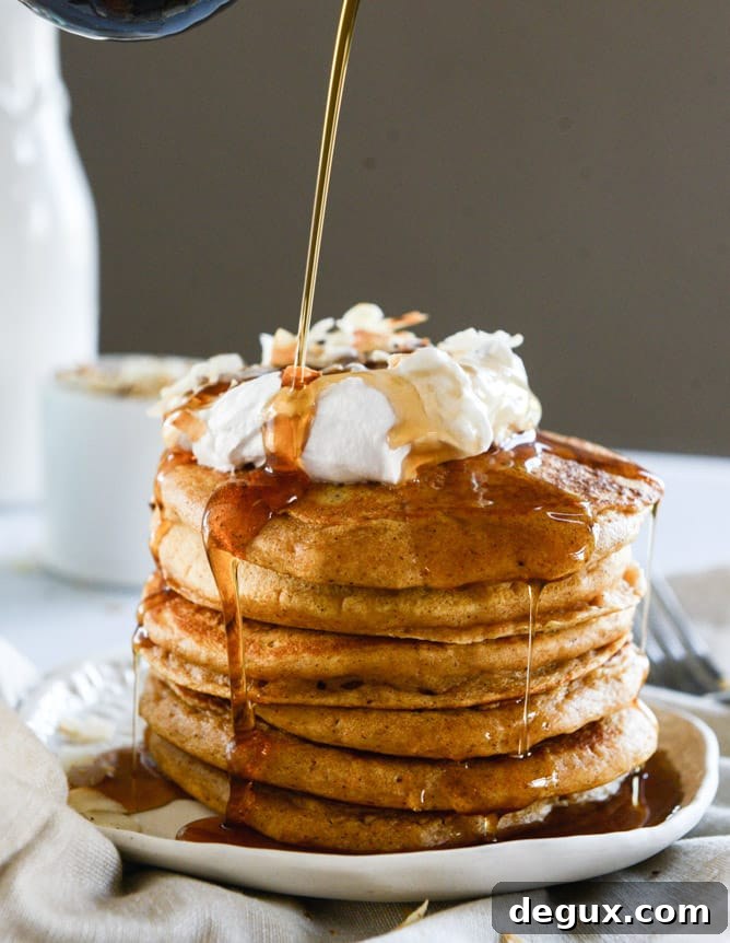 buttermilk sweet potato pancakes with coconut whipped cream I howsweeteats.com