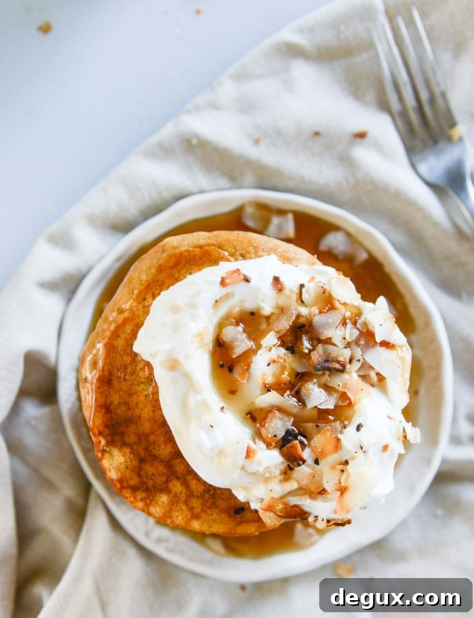 buttermilk sweet potato pancakes with coconut whipped cream I howsweeteats.com