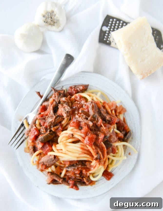 Bucatini with Slow-Cooked Short Rib Sauce 2 Slow Cooker Short Rib Sauce with Bucatini I howsweeteats.com