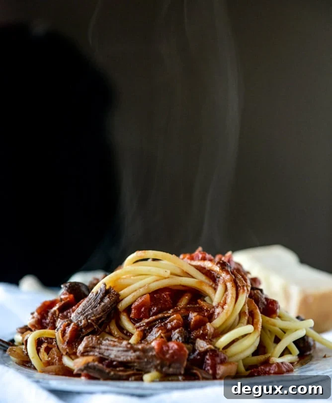 Bucatini with Slow-Cooked Short Rib Sauce 7 Slow Cooker Short Rib Sauce with Bucatini I howsweeteats.com