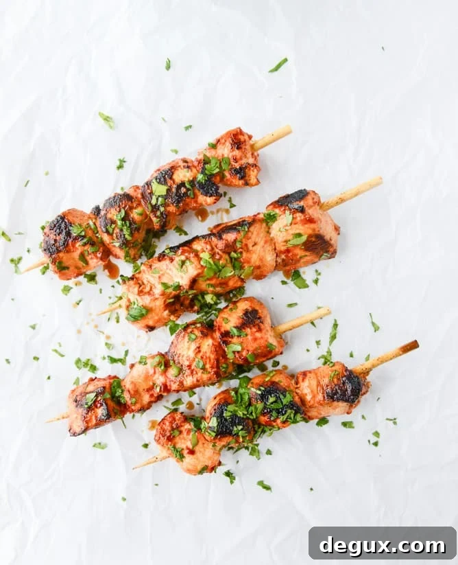chili garlic chicken skewers with yogurt sauce I howsweeteats.com