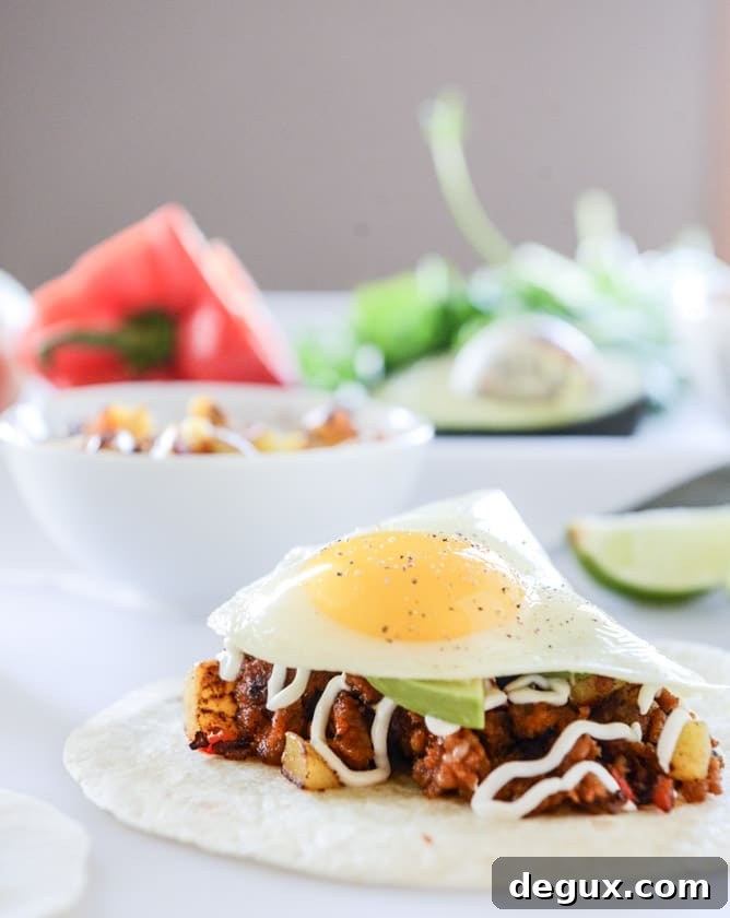 Chorizo and Fried Egg Breakfast Tacos Recipe 8 chorizo and fried egg breakfast tacos I howsweeteats.com